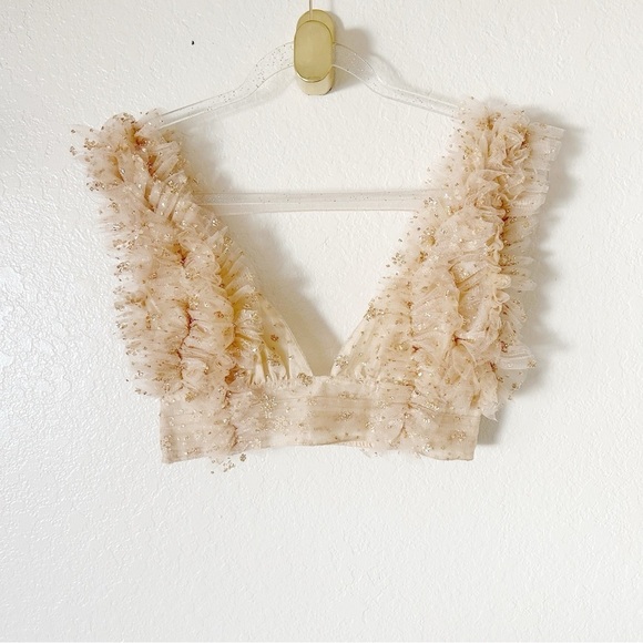 New Free People One Sosha Party crop Top in Gold - Picture 8 of 16